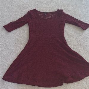 Maroon lace long sleeve dress